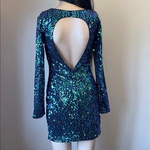 Long Sleeve Sequin Cocktail Dress